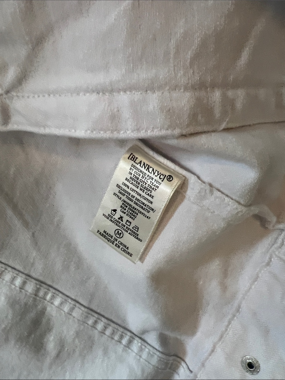Blank NYC White Women's Denim Jacket with Rhinestone Sleeve Detail - Picture 4 of 9